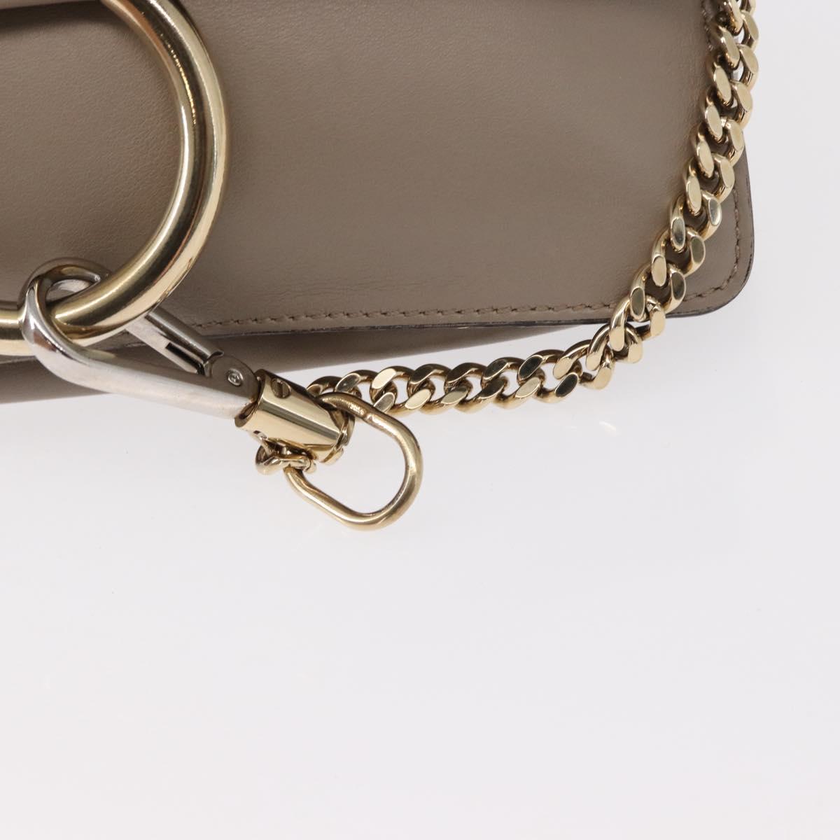 Chloe Fay Shoulder Bag Suede Leather Beige Gold Auth gh1321