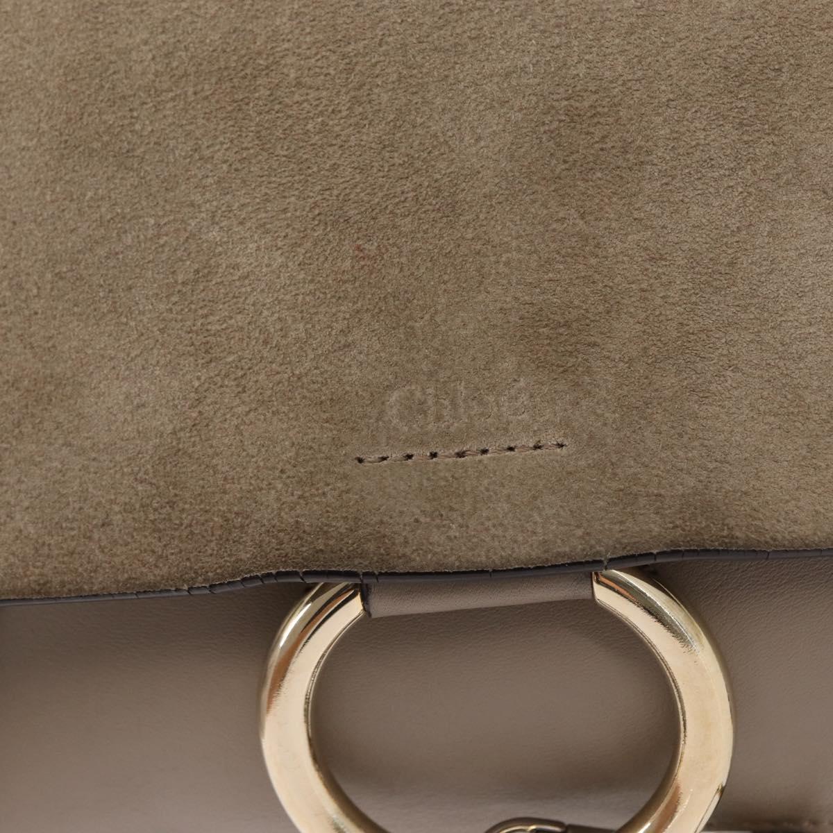 Chloe Fay Shoulder Bag Suede Leather Beige Gold Auth gh1321