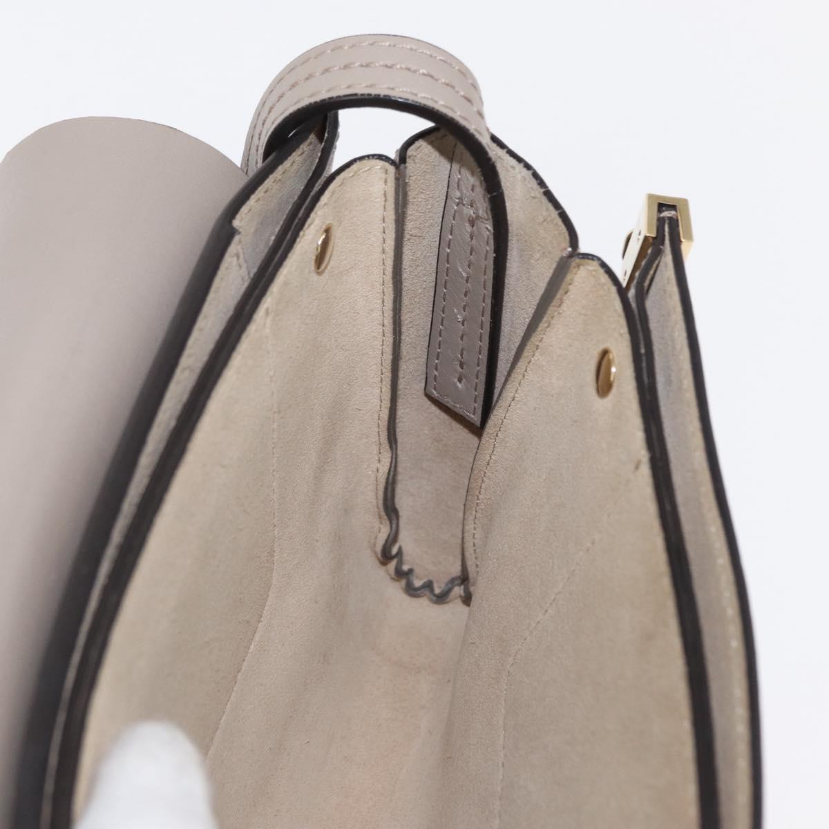 Chloe Fay Shoulder Bag Suede Leather Beige Gold Auth gh1321