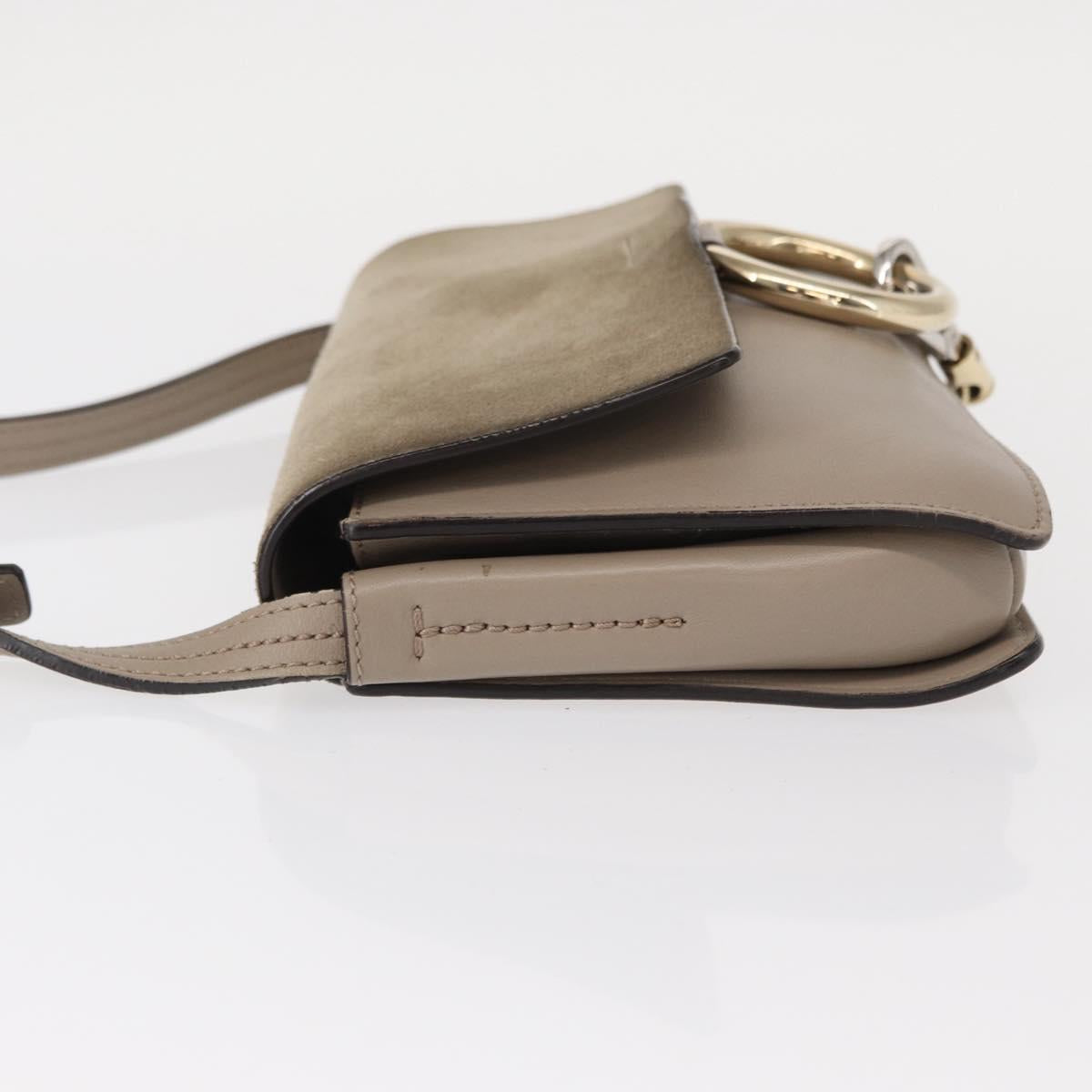 Chloe Fay Shoulder Bag Suede Leather Beige Gold Auth gh1321
