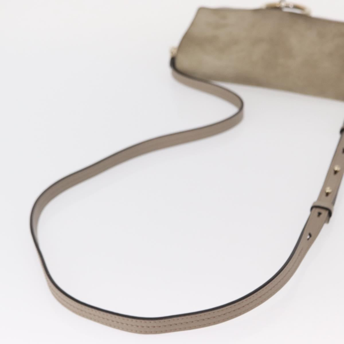 Chloe Fay Shoulder Bag Suede Leather Beige Gold Auth gh1321