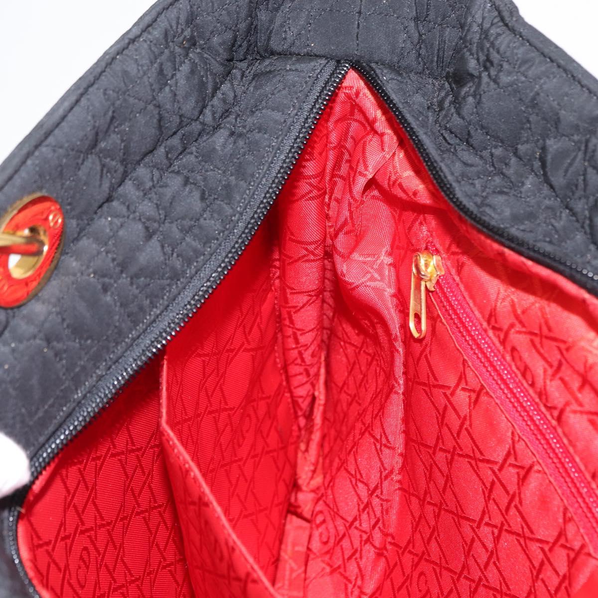 Christian Dior Canage Tote Bag Nylon Black Gold Auth gh1325