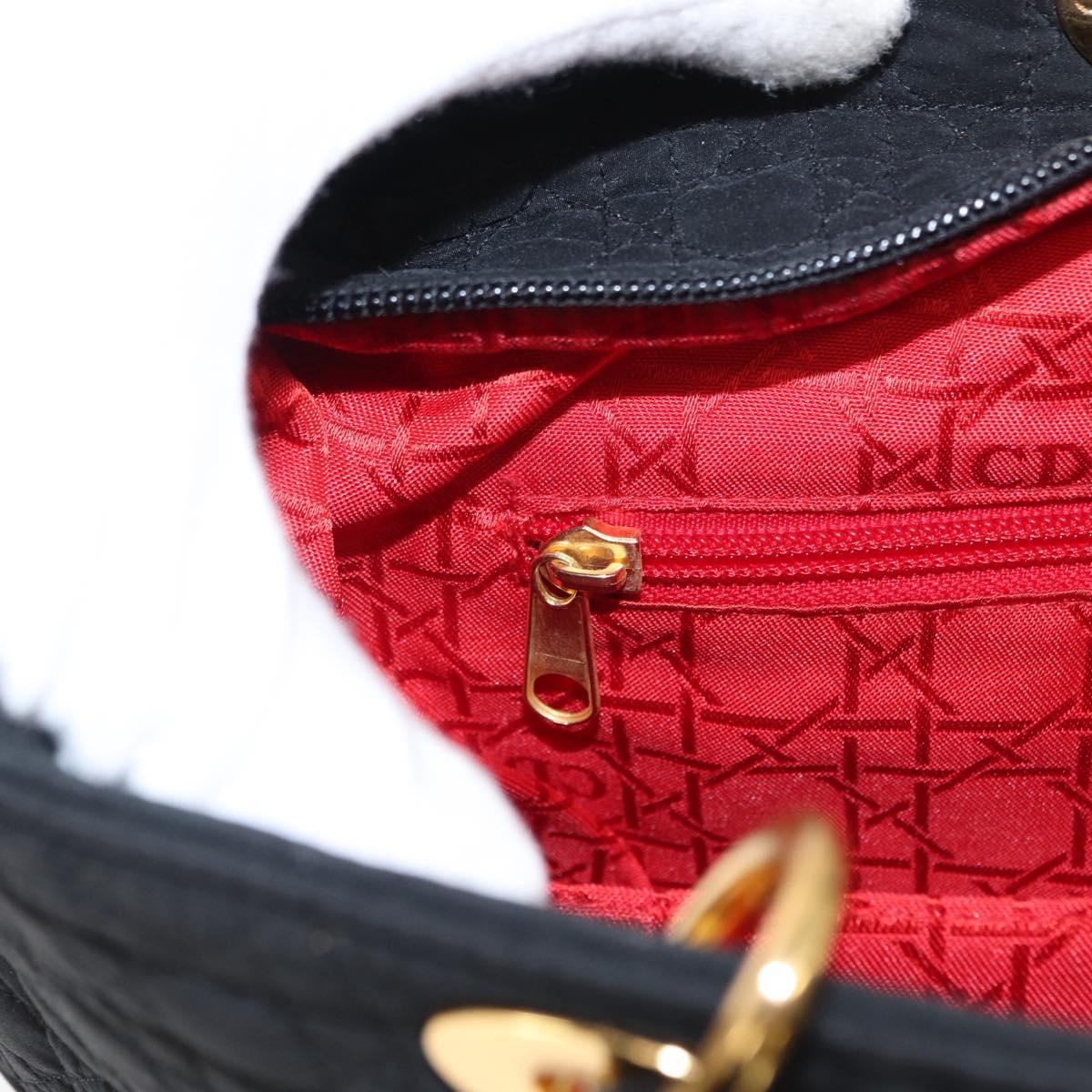 Christian Dior Canage Tote Bag Nylon Black Gold Auth gh1325