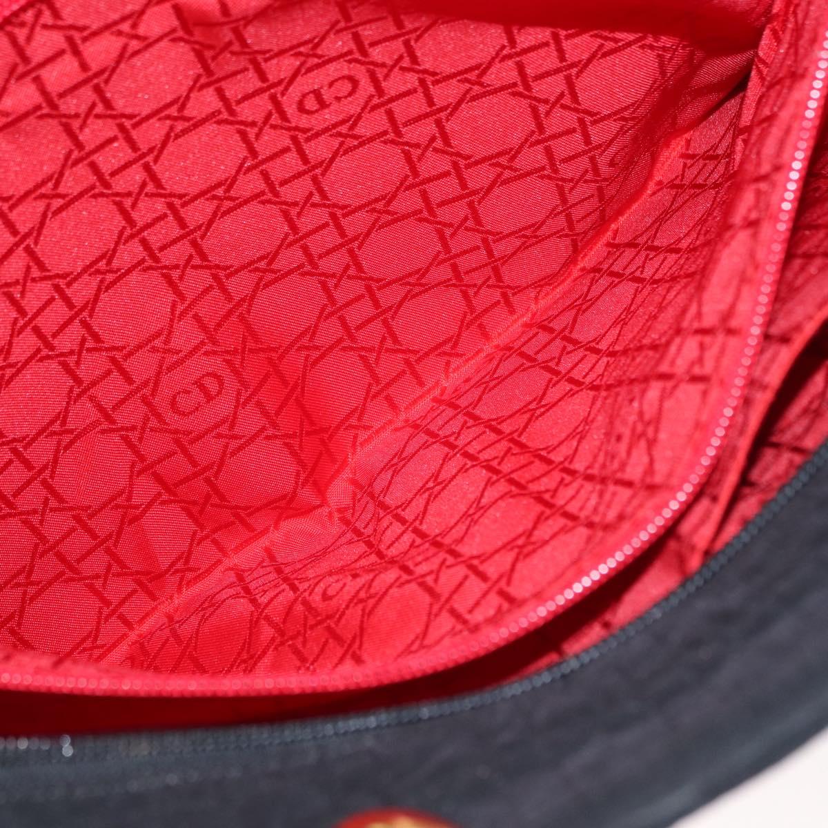 Christian Dior Canage Tote Bag Nylon Black Gold Auth gh1325