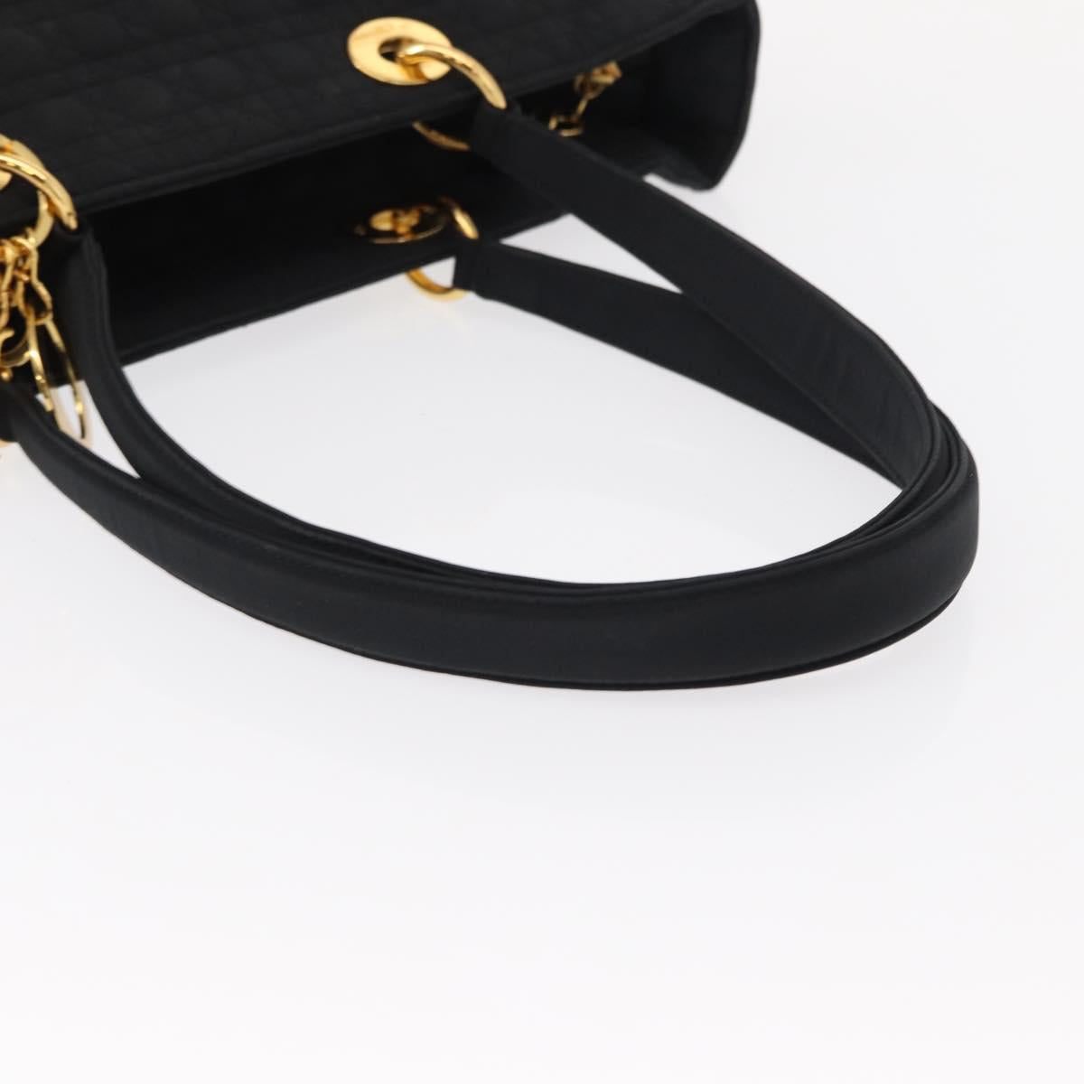 Christian Dior Canage Tote Bag Nylon Black Gold Auth gh1325