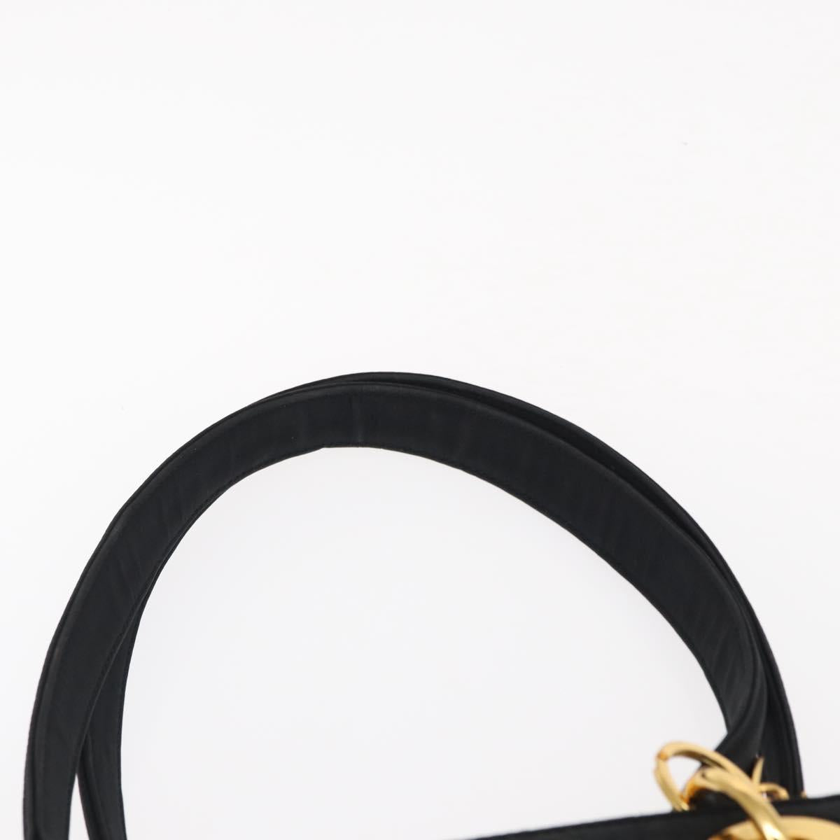 Christian Dior Canage Tote Bag Nylon Black Gold Auth gh1325