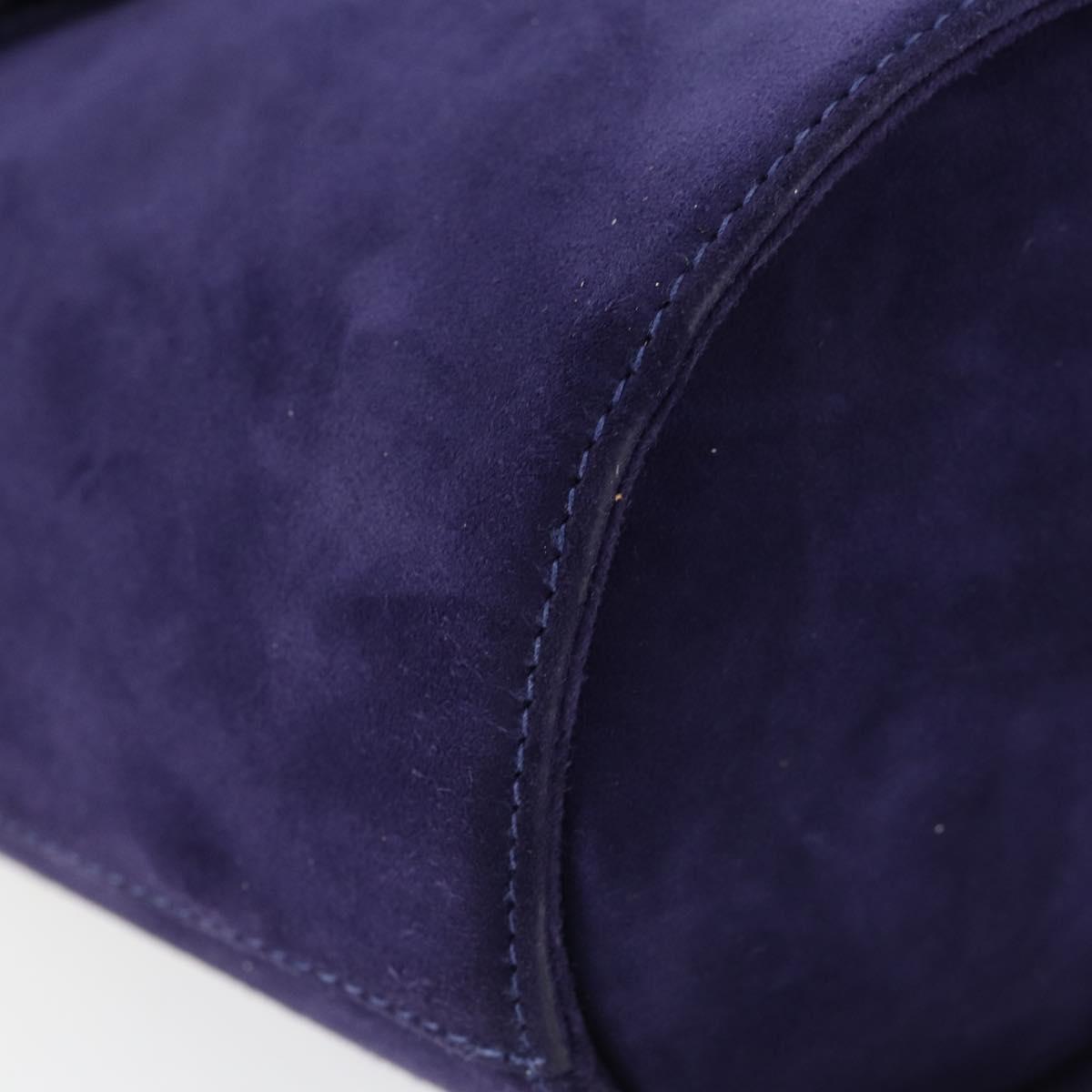 Salvatore Ferragamo Vala Hand Bag Suede Purple Gold Auth gh1326