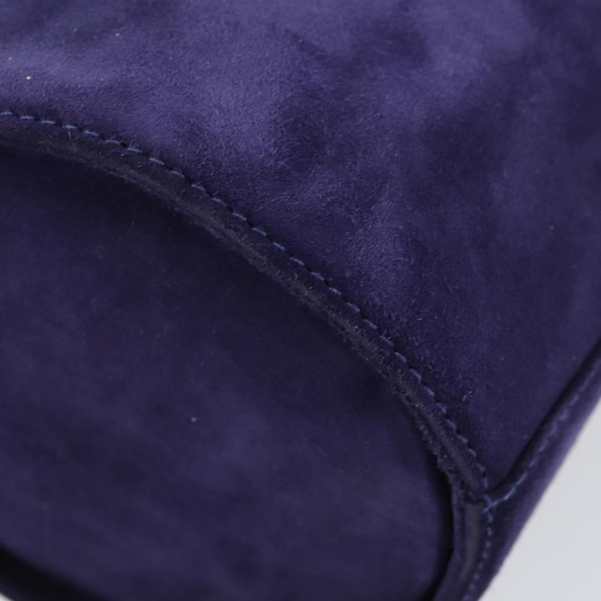 Salvatore Ferragamo Vala Hand Bag Suede Purple Gold Auth gh1326