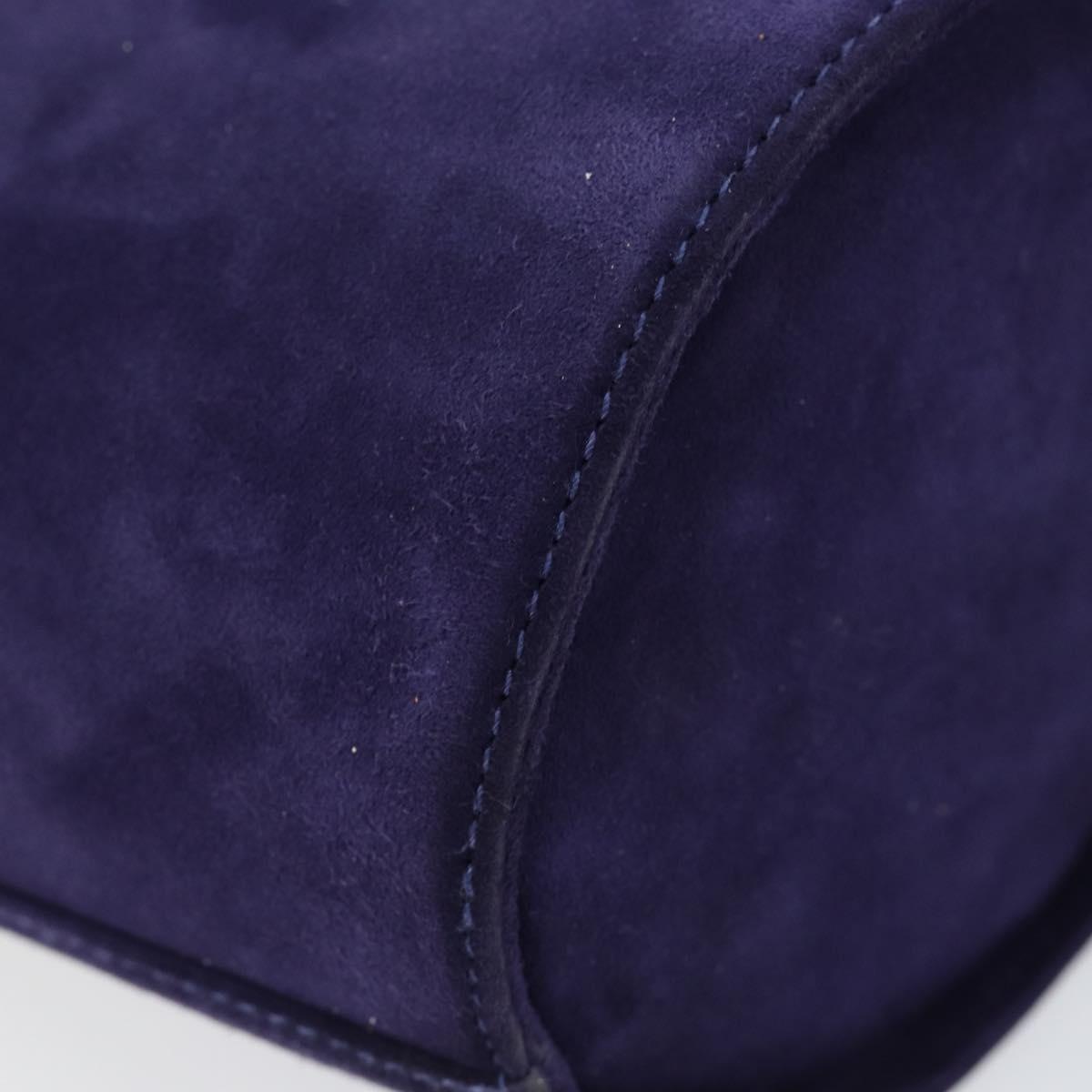 Salvatore Ferragamo Vala Hand Bag Suede Purple Gold Auth gh1326