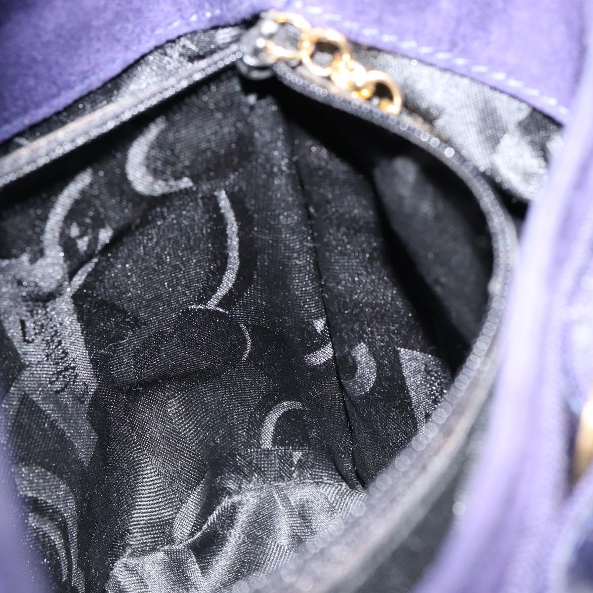 Salvatore Ferragamo Vala Hand Bag Suede Purple Gold Auth gh1326