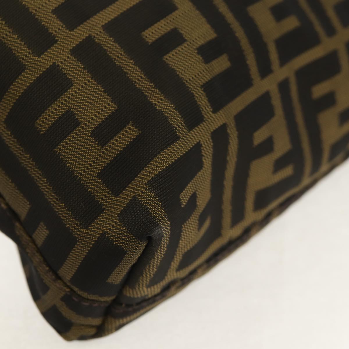 FENDI Zucca Canvas Shoulder Bag Khaki Black Auth gh1329V