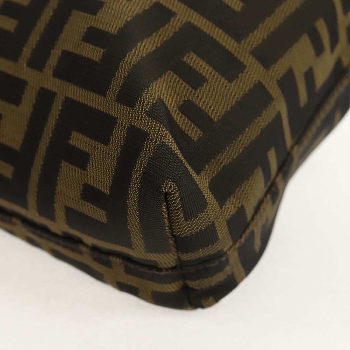 FENDI Zucca Canvas Shoulder Bag Khaki Black Auth gh1329V
