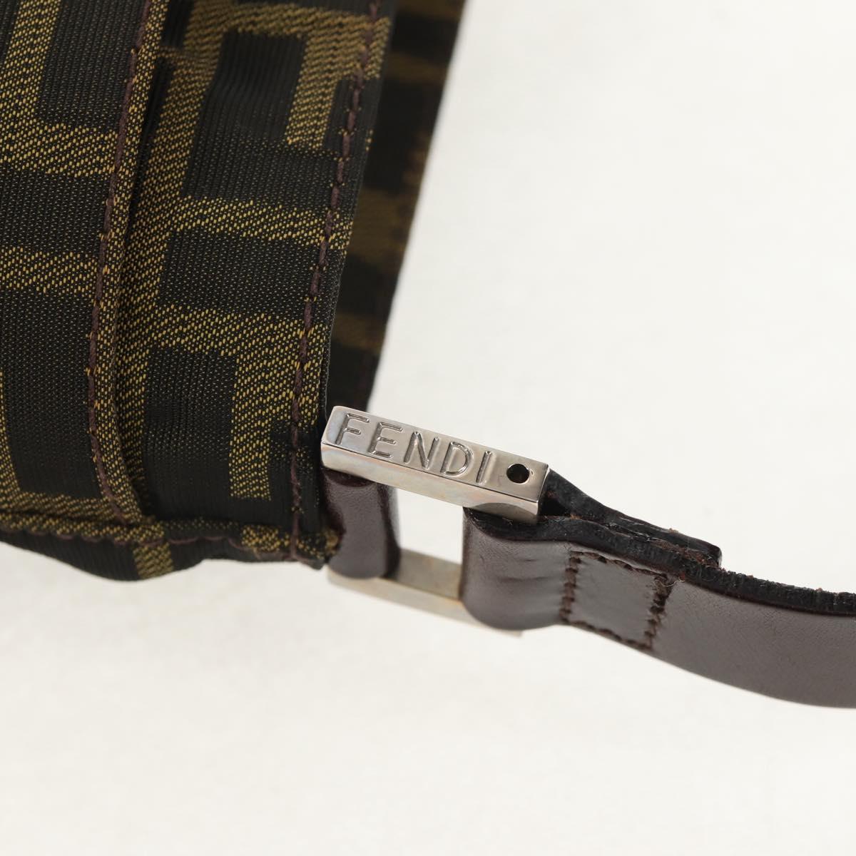 FENDI Zucca Canvas Shoulder Bag Khaki Black Auth gh1329V