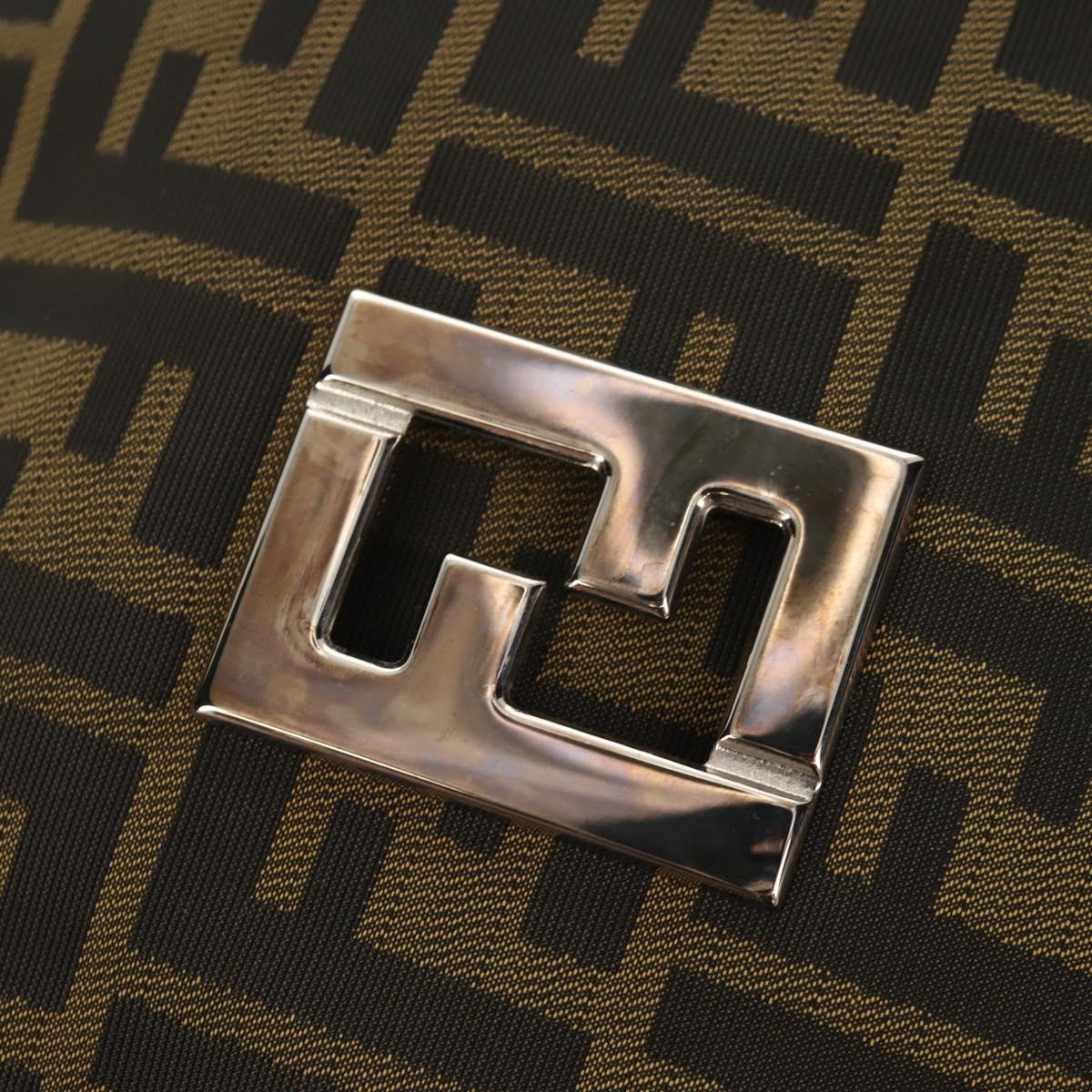 FENDI Zucca Canvas Shoulder Bag Khaki Black Auth gh1329V