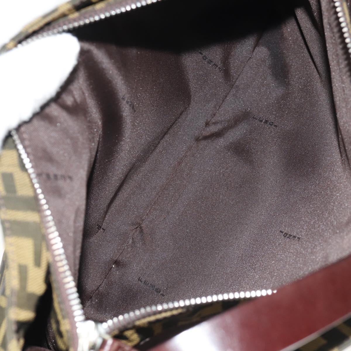 FENDI Zucca Canvas Shoulder Bag Khaki Black Auth gh1329V