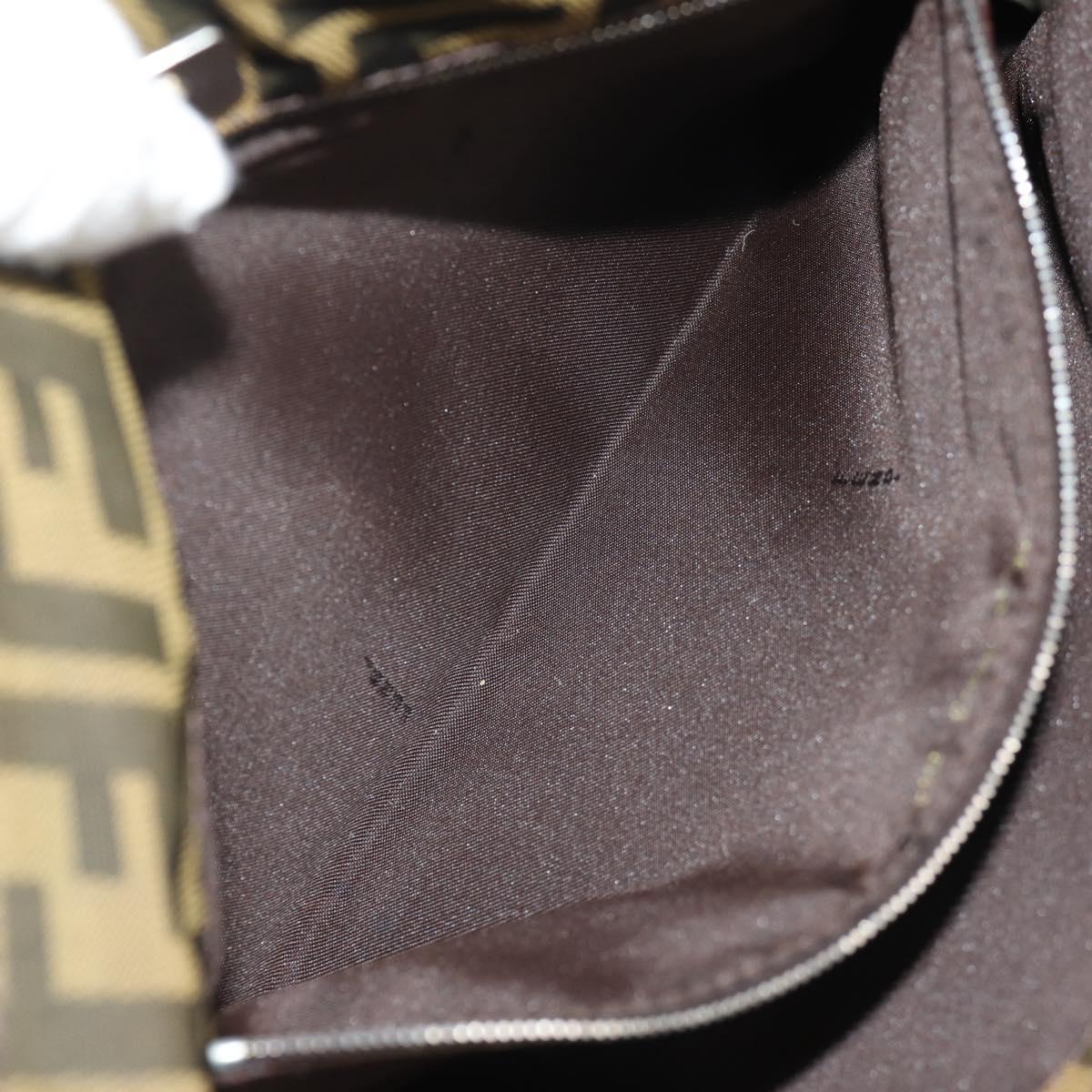 FENDI Zucca Canvas Shoulder Bag Khaki Black Auth gh1329V