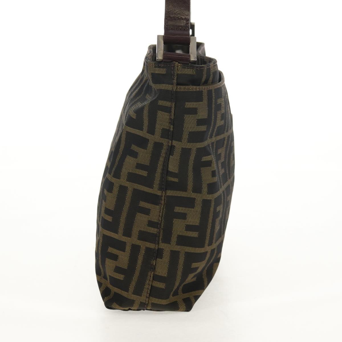 FENDI Zucca Canvas Shoulder Bag Khaki Black Auth gh1329V