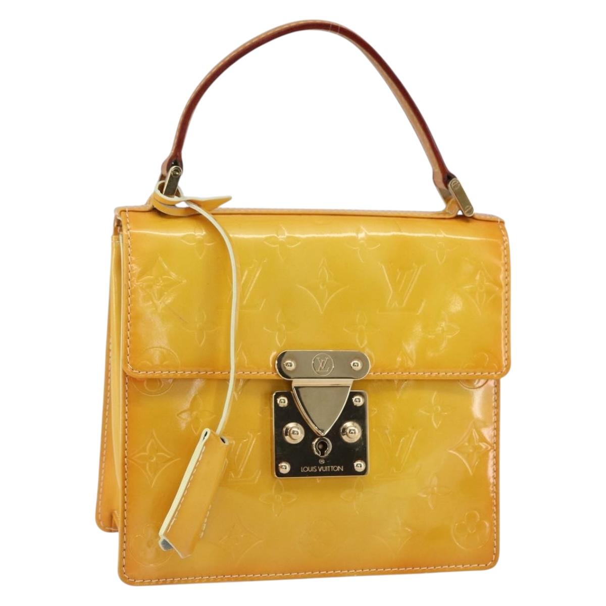 LOUIS VUITTON Monogram Vernis Spring Street Bag Lime Yellow M91068 Auth gh1336