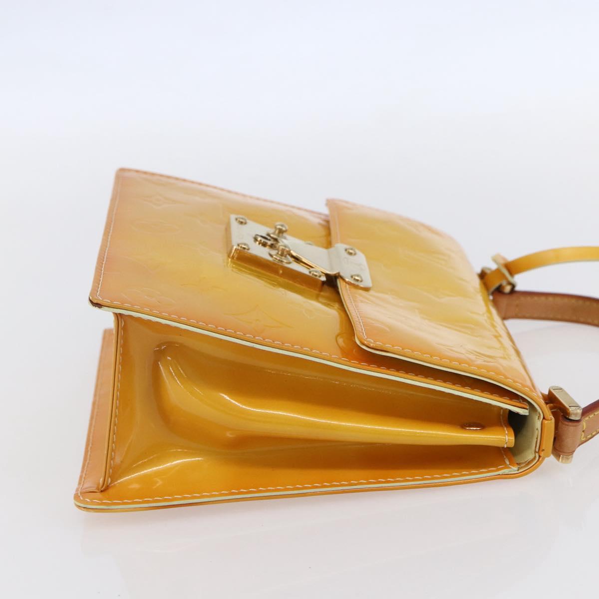 LOUIS VUITTON Monogram Vernis Spring Street Bag Lime Yellow M91068 Auth gh1336