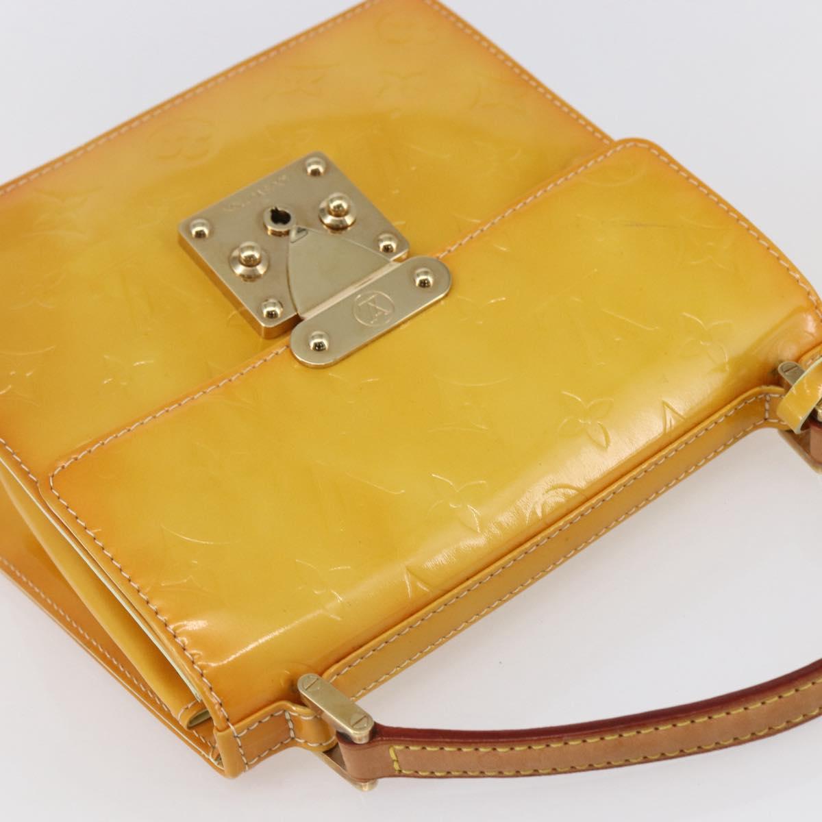 LOUIS VUITTON Monogram Vernis Spring Street Bag Lime Yellow M91068 Auth gh1336