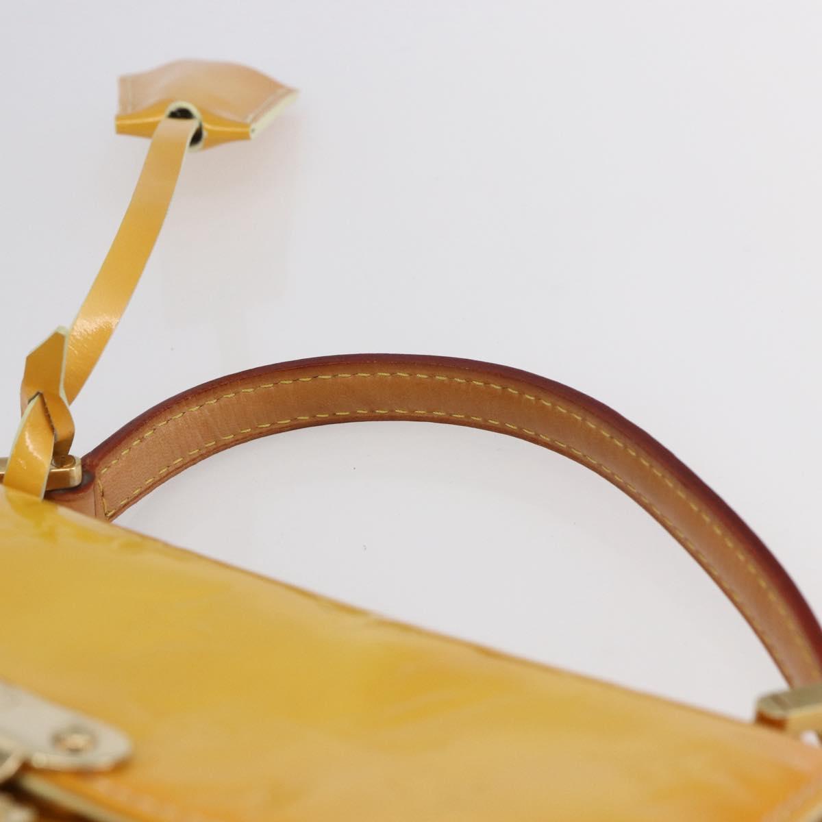 LOUIS VUITTON Monogram Vernis Spring Street Bag Lime Yellow M91068 Auth gh1336