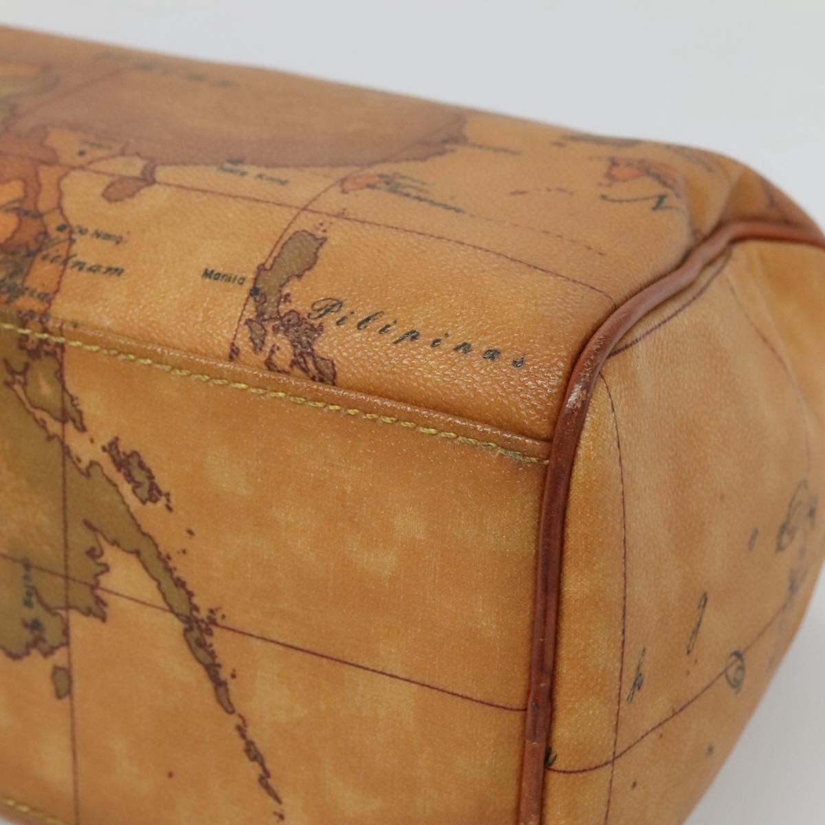 PRIMA CLASSE Hand Bag Leather PVC Brown Gold Auth gh134