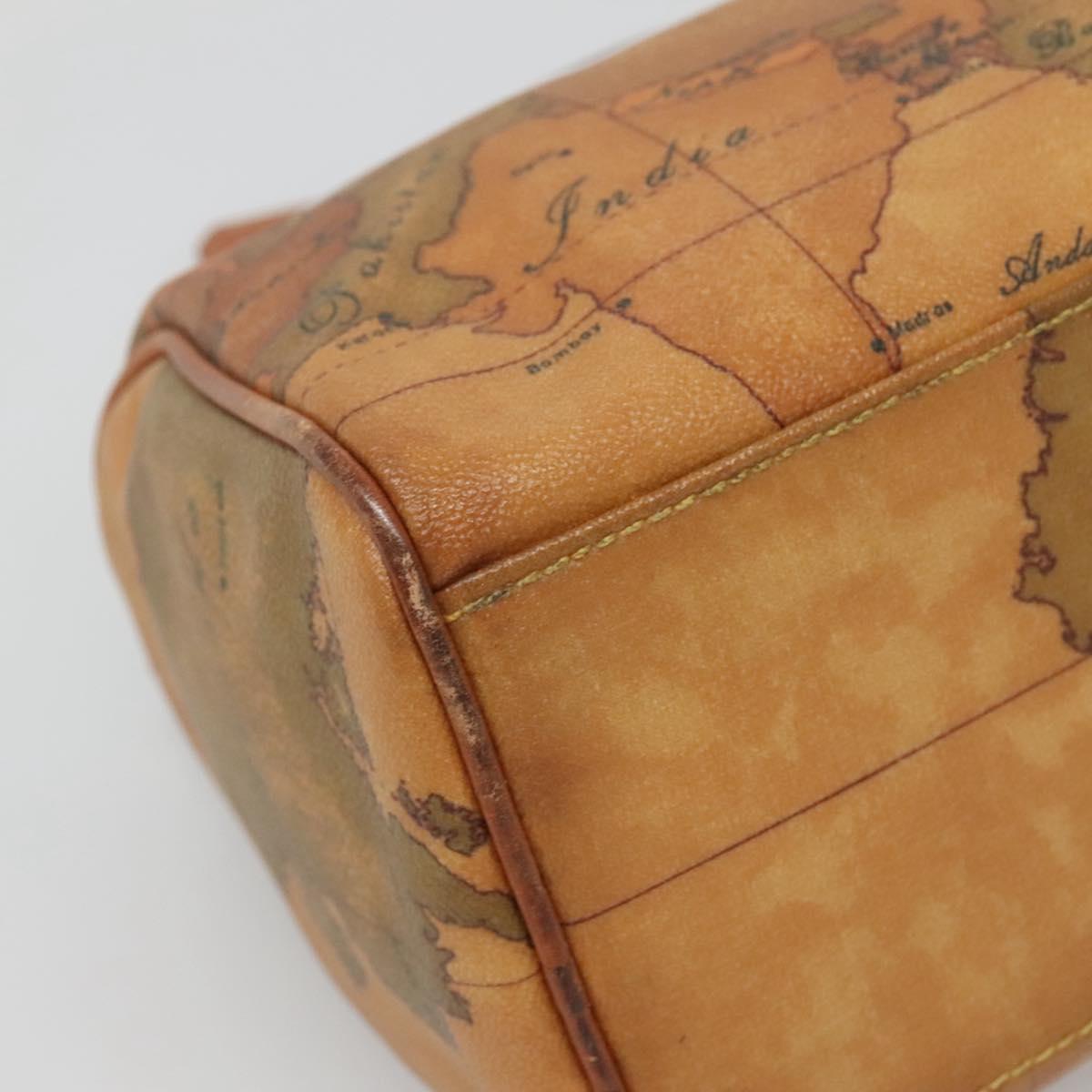 PRIMA CLASSE Hand Bag Leather PVC Brown Gold Auth gh134