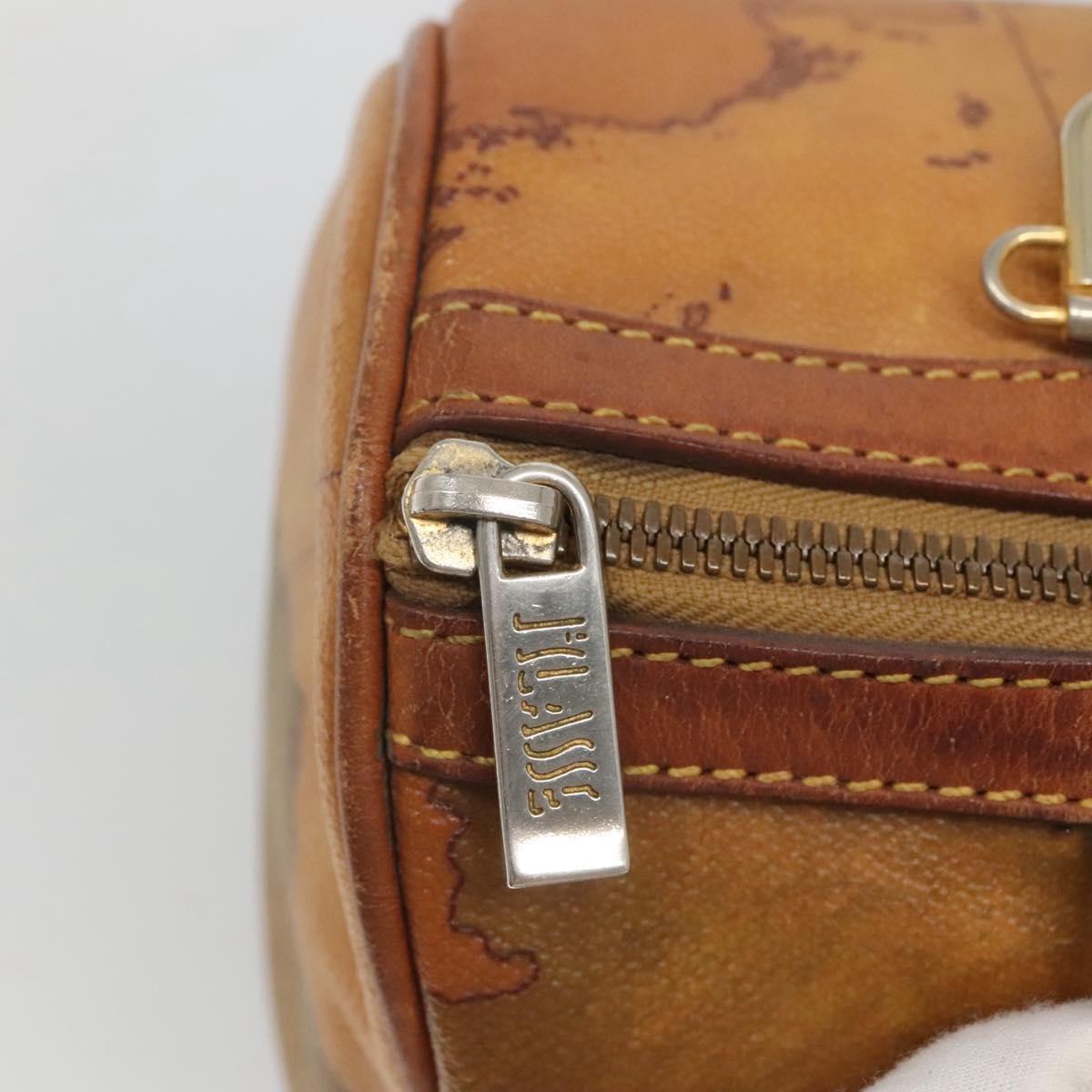 PRIMA CLASSE Hand Bag Leather PVC Brown Gold Auth gh134