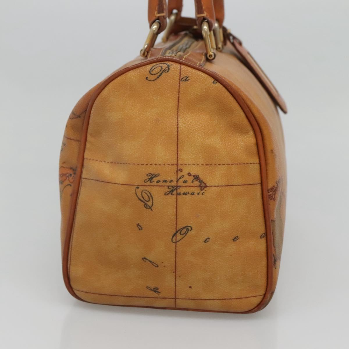 PRIMA CLASSE Hand Bag Leather PVC Brown Gold Auth gh134