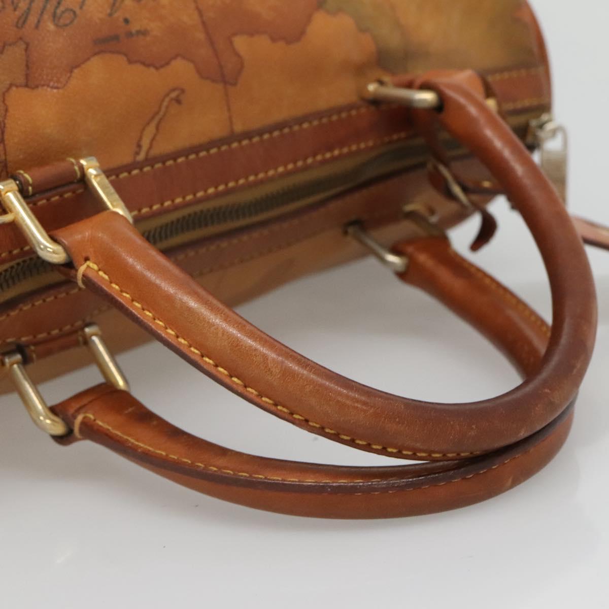 PRIMA CLASSE Hand Bag Leather PVC Brown Gold Auth gh134