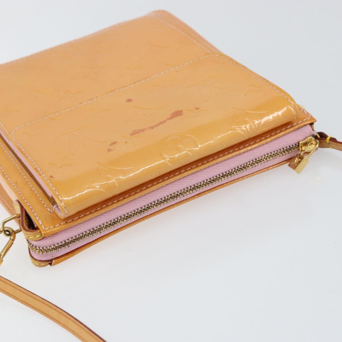 LOUIS VUITTON Monogram Vernis Motto Pouch Marshmallow Pink M91312 LV Auth gh1342