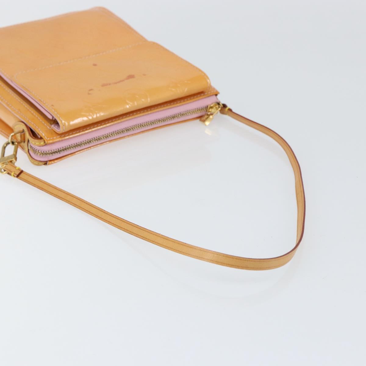 LOUIS VUITTON Monogram Vernis Motto Pouch Marshmallow Pink M91312 LV Auth gh1342