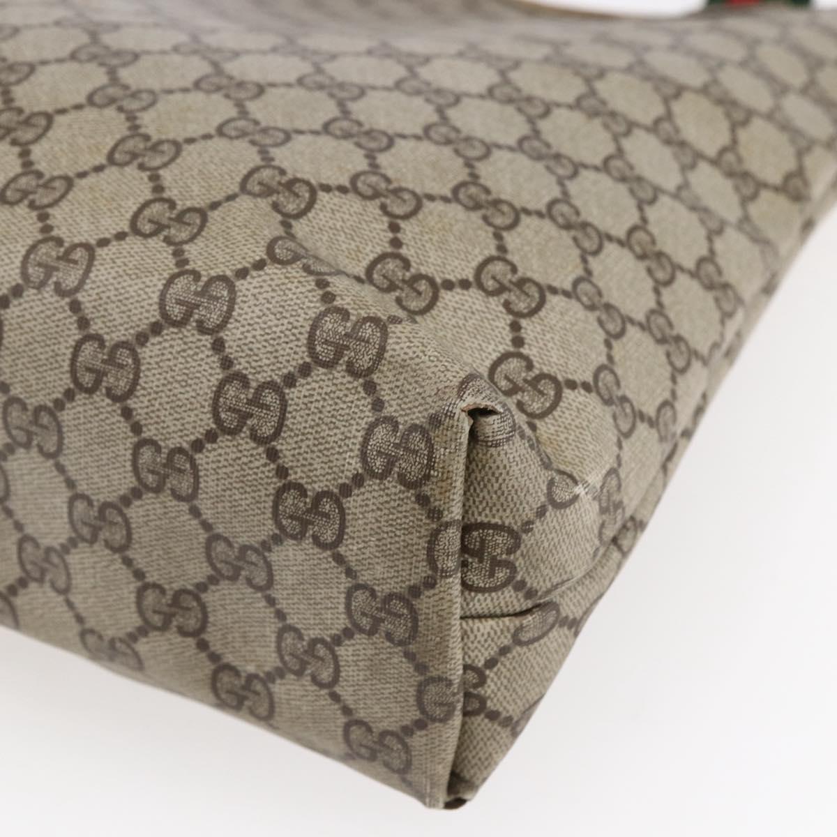 GUCCI GG Supreme Web Sherry Line Tote Bag PVC Beige Gold 39 02 003 Auth gh1349