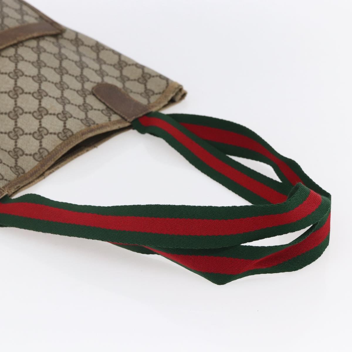 GUCCI GG Supreme Web Sherry Line Tote Bag PVC Beige Gold 39 02 003 Auth gh1349