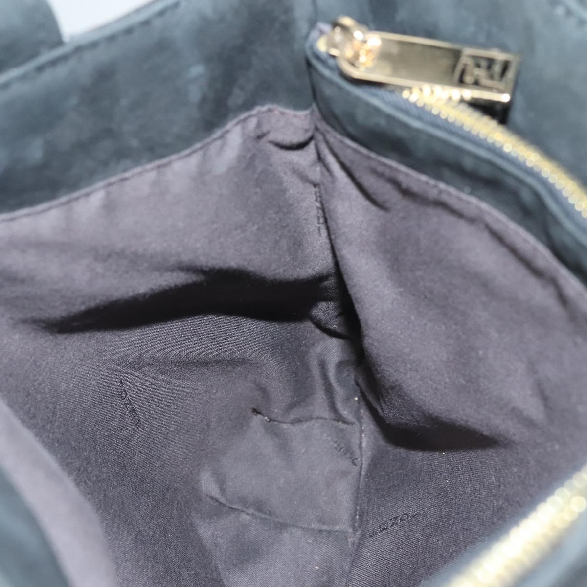 FENDI Tote Bag Leather Black Gold Auth gh135