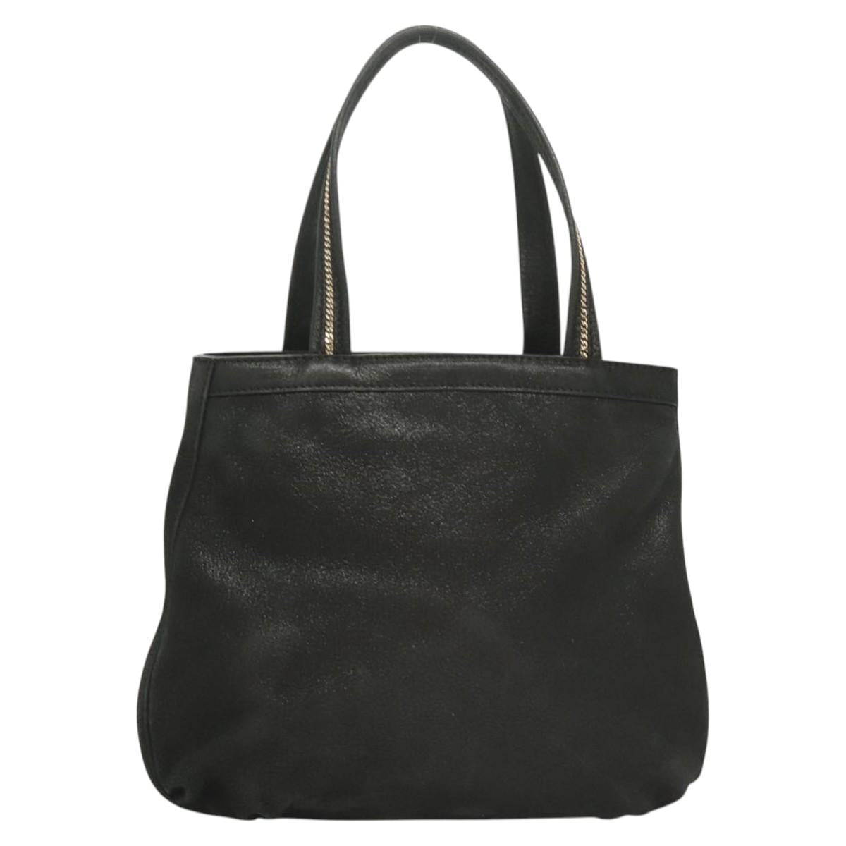 FENDI Tote Bag Leather Black Gold Auth gh135