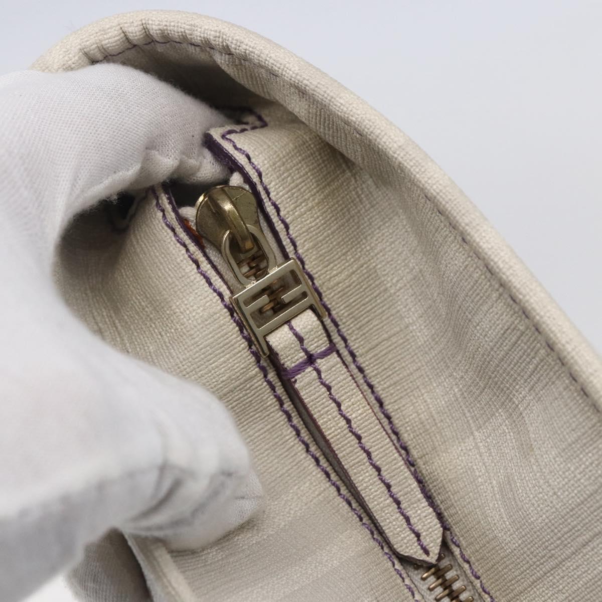 FENDI Zucca Canvas Tote Bag White Gold Auth gh1350