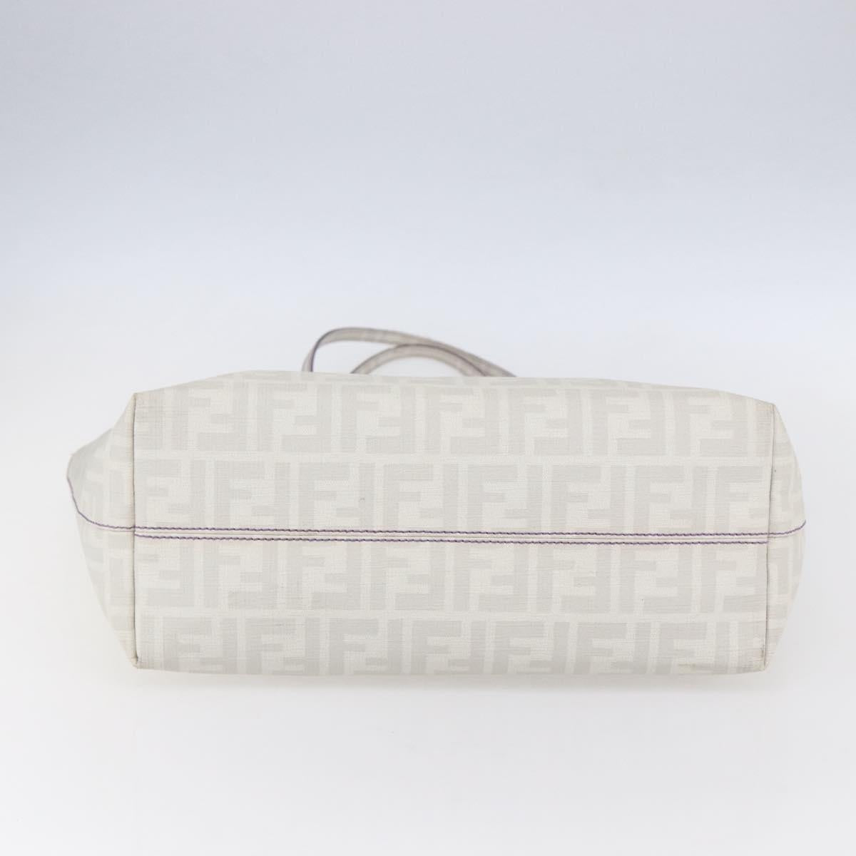 FENDI Zucca Canvas Tote Bag White Gold Auth gh1350