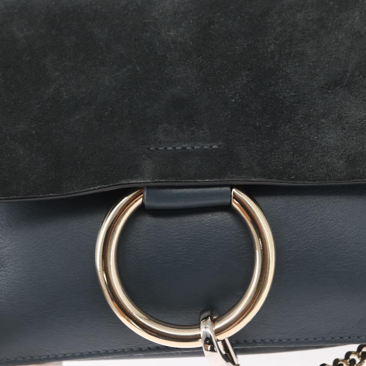 Chloe Fay Shoulder Bag Suede Leather Green Gold Auth gh1351