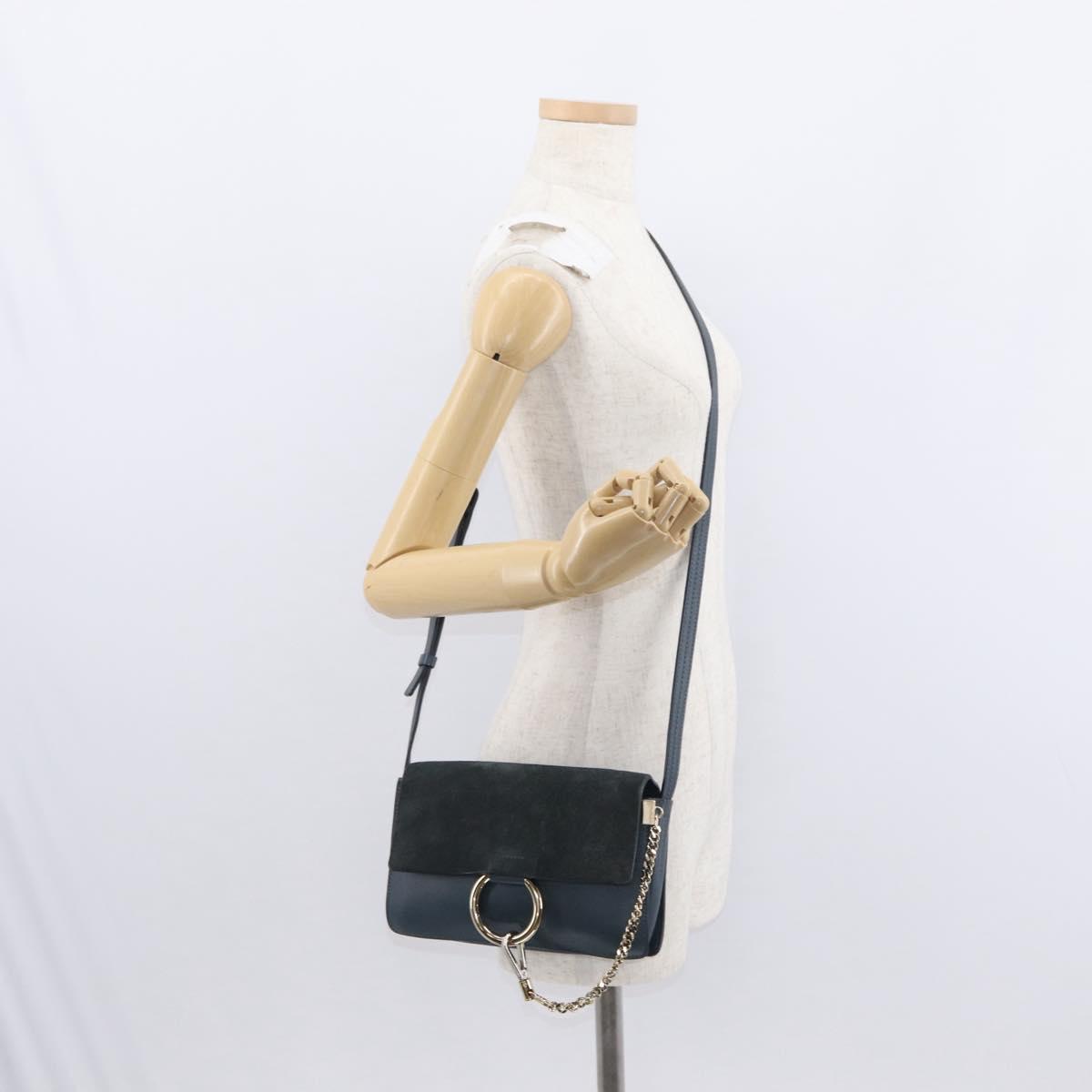 Chloe Fay Shoulder Bag Suede Leather Green Gold Auth gh1351