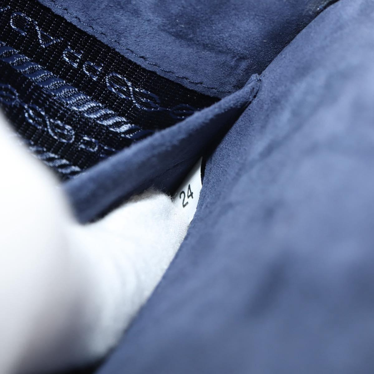 PRADA Kaye Shoulder Bag Velor Blue Gold Auth gh1354M