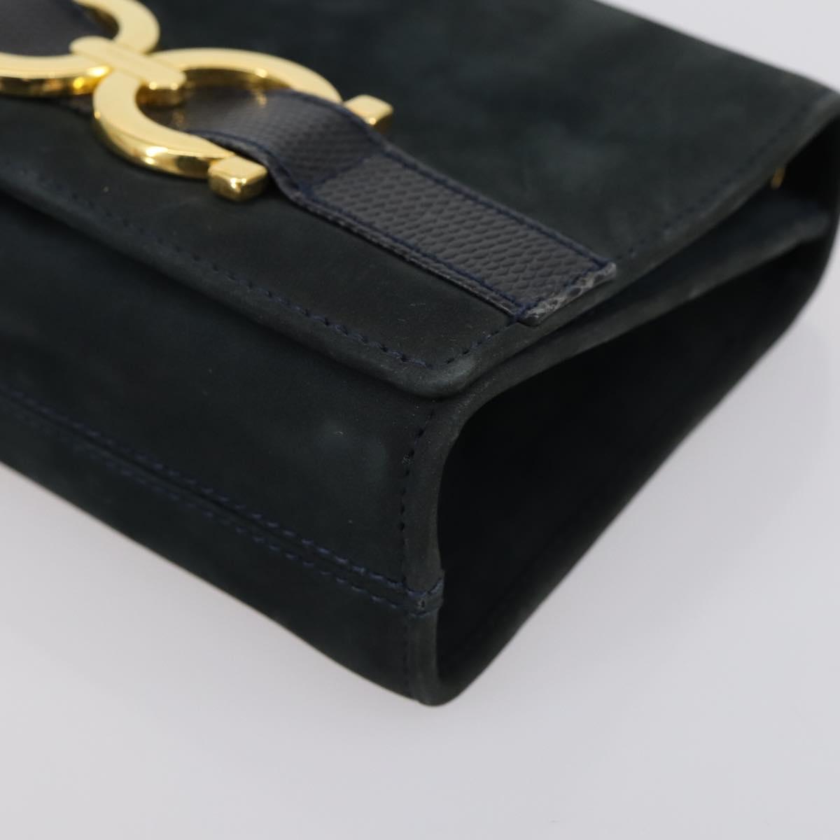 GUCCI Salvatore Ferragamo Bag GG Nylon Suede 2 Set Black Khaki Auth gh1356