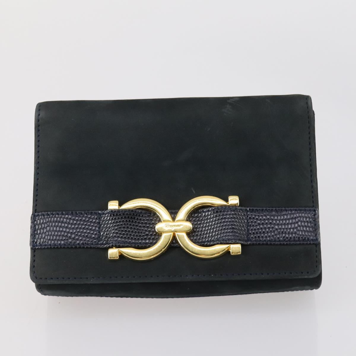 GUCCI Salvatore Ferragamo Bag GG Nylon Suede 2 Set Black Khaki Auth gh1356