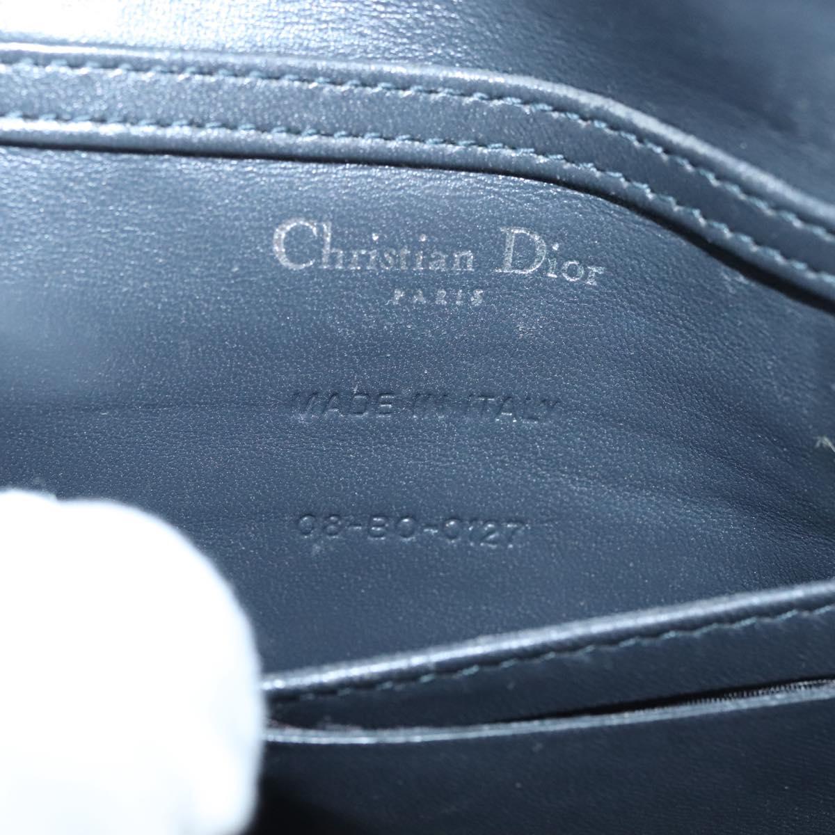 Christian Dior Chain Diomara Shoulder Bag Enamel Silver Auth gh136