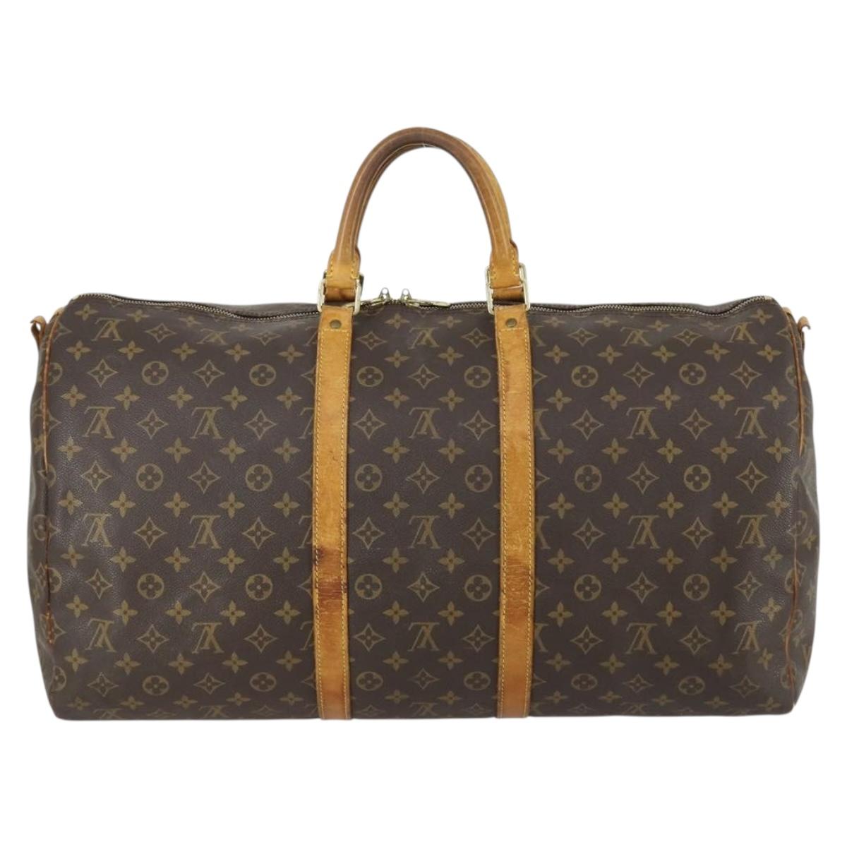 LOUIS VUITTON Monogram Keepall Bandouliere 55 Boston Bag M41414 LV Auth gh1365