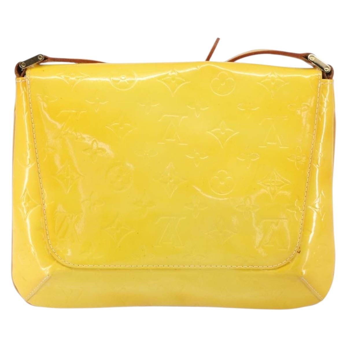 LOUIS VUITTON Monogram Vernis Thompson Street Bag Lime Yellow M91071 Auth gh1370