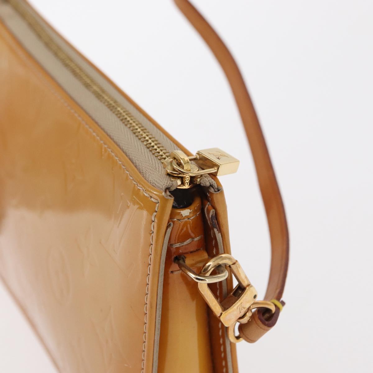 LOUIS VUITTON Monogram Vernis Lexington Pouch Beige M91010 LV Auth gh1374