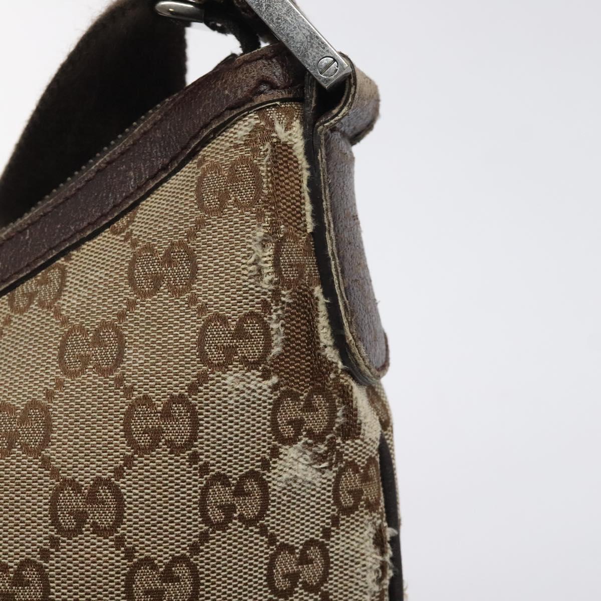 GUCCI GG Canvas Shoulder Bag Beige Silver 181092 Auth gh139