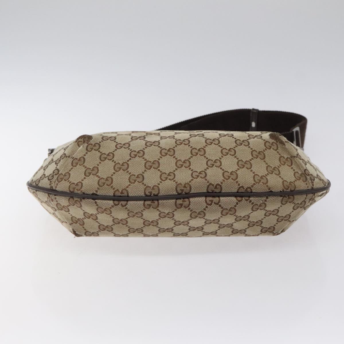 GUCCI GG Canvas Shoulder Bag Beige Silver 181092 Auth gh139