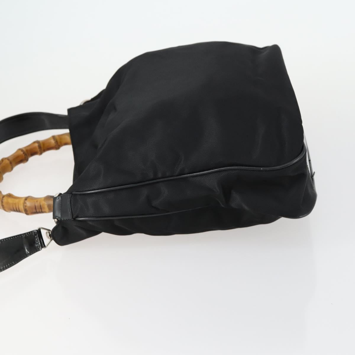 GUCCI Bamboo Hand Bag Nylon 2way Black Silver 001 2404 1577 0 Auth gh1392